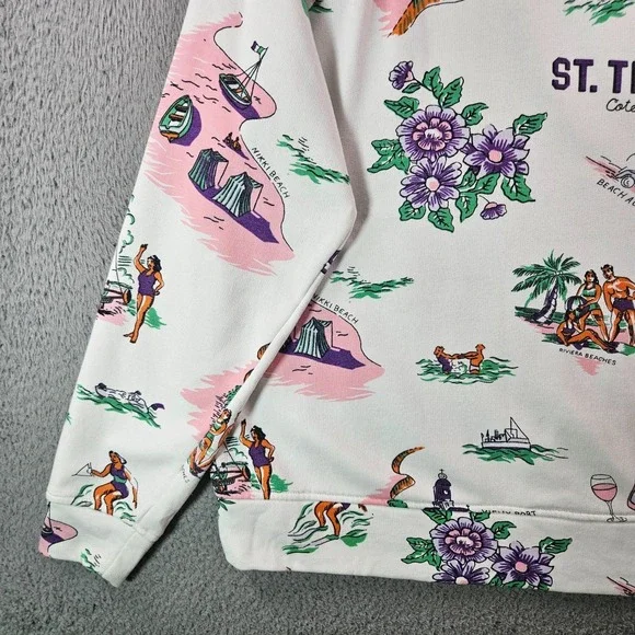 Lou & Grey Sweater Women Medium Beach Vacation Sailing Boat Stretch‎ White - Picture 2 of 9